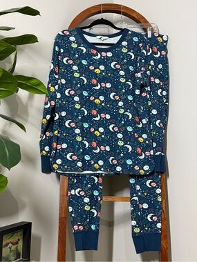 The Company Store XXL Blue Organic Cotton Space Long Sleeve Pajama Set